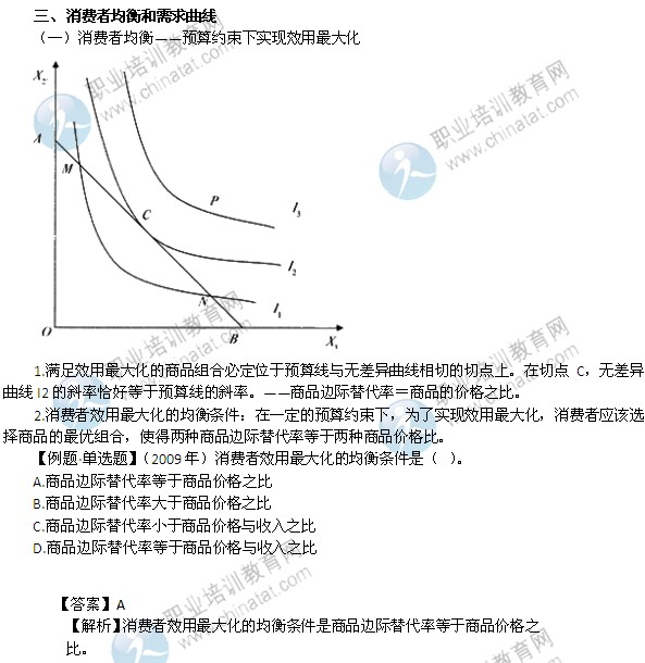 2014年中級經(jīng)濟師考試經(jīng)濟基礎(chǔ)知識精講：消費者均衡和需求曲線