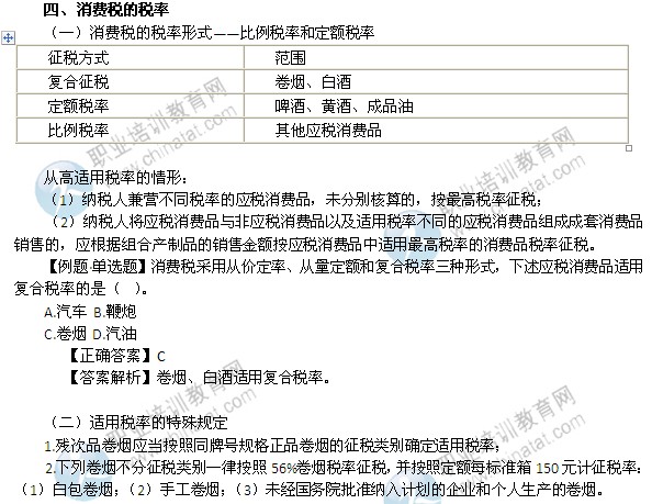 2014年中級(jí)經(jīng)濟(jì)師考試財(cái)政稅收精講：消費(fèi)稅的稅率