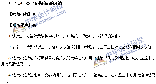 期貨從業(yè)考試《期貨法律法規(guī)》高頻考點(diǎn)：客戶(hù)交易編碼的注銷(xiāo)