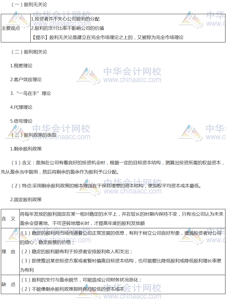 《財管》高頻考點(diǎn)：股利理論與股利政策