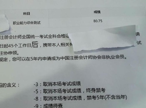 注冊會計師考試成績
