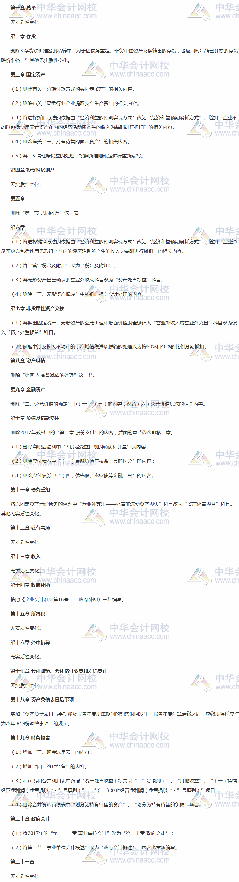 2018年中級(jí)會(huì)計(jì)職稱考試《中級(jí)會(huì)計(jì)實(shí)務(wù)》新舊教材變化對比