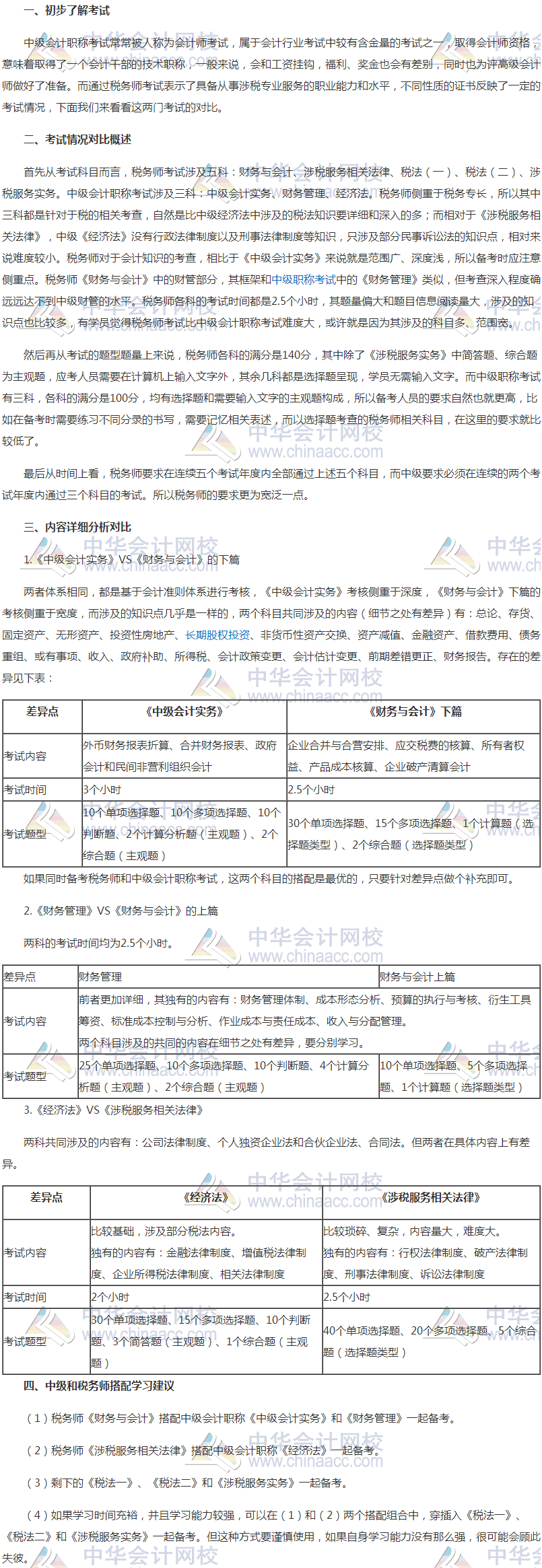 稅務(wù)師考試與中級會計職稱考試的區(qū)別和聯(lián)系，如何搭配學習