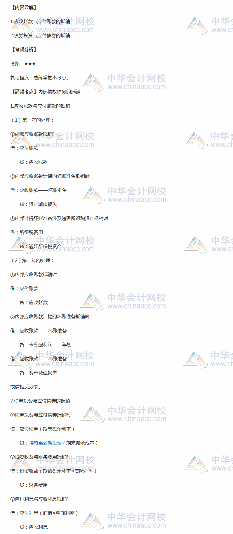 2018年中級會計職稱《中級會計實務(wù)》高頻考點：內(nèi)部債務(wù)的抵銷