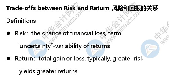 AICPA知識點(diǎn)：風(fēng)險和回報的關(guān)系—定義