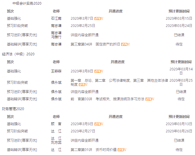 中級報名季開始| 備考正當(dāng)時！開課進(jìn)度一鍵查詢>