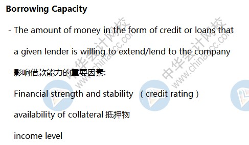 AICPA-BEC知識點(diǎn)：Borrowing Capacity