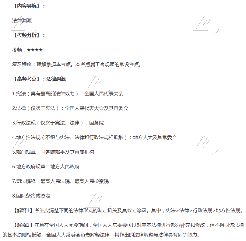 2020年注會《經(jīng)濟(jì)法》第一章高頻考點：法律淵源