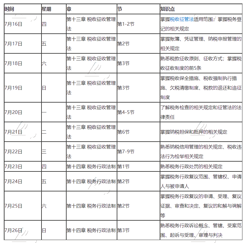最后一期！2020年注冊會計師7月（下）學(xué)習(xí)日歷！
