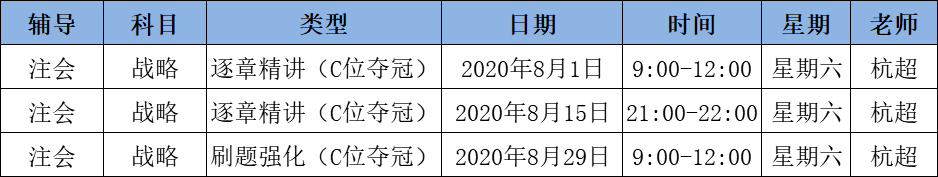 2020注會(huì)《戰(zhàn)略》C位奪冠課表來(lái)了！