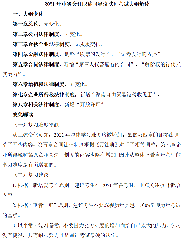 3科全！2021中級會(huì)計(jì)職稱考試大綱變動(dòng)詳細(xì)解讀