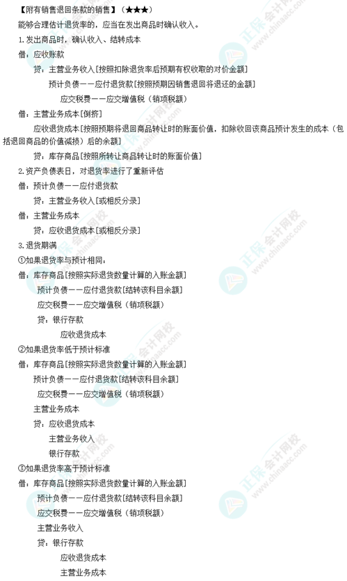 《中級會計實務》必備分錄：附有銷售退回條款的銷售