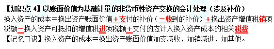 【速記口訣4】《中級會計實務》以賬面價值為基礎計量的非貨幣性資產(chǎn)交換的會計處理（涉及補價）