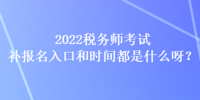 2022稅務(wù)師考試補(bǔ)報(bào)名入口和時(shí)間都是什么呀？