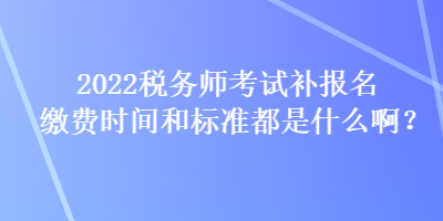 2022稅務(wù)師考試補(bǔ)報(bào)名繳費(fèi)時(shí)間和標(biāo)準(zhǔn)都是什么??？