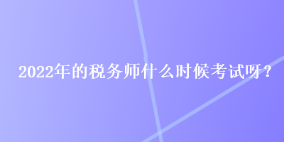 2022年的稅務(wù)師什么時(shí)候考試呀？