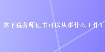 拿下稅務(wù)師證書可以從事什么工作？