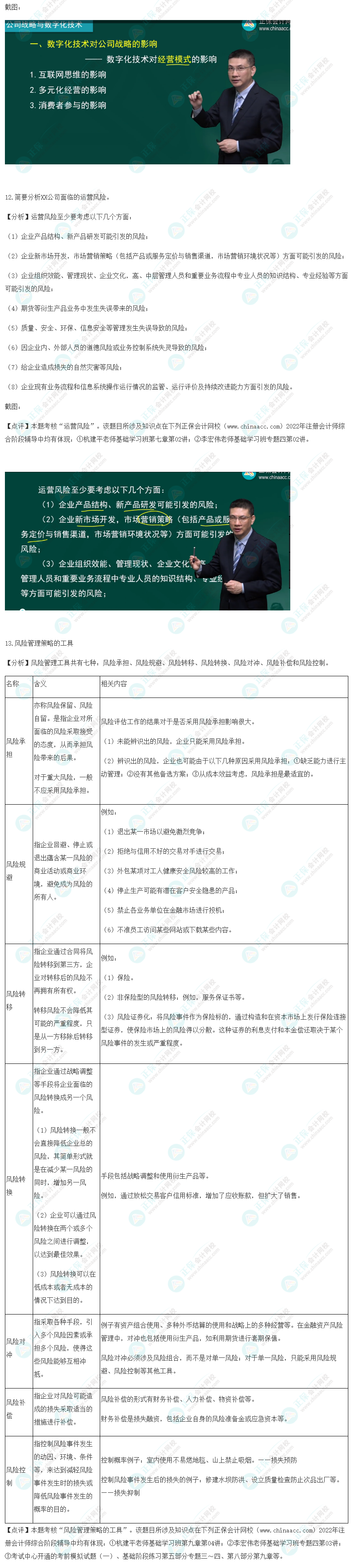 2022年注冊會(huì)計(jì)師考試《職業(yè)能力綜合測試二》考試試題涉及知識點(diǎn)（回憶版）