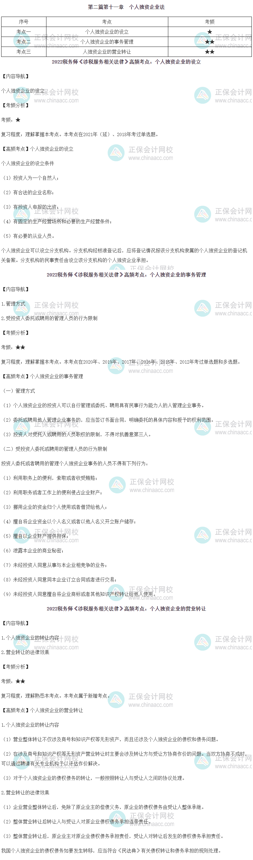 2022稅務(wù)師考試《法律》第二篇第十一章高頻考點(diǎn)匯總
