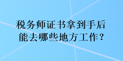 稅務(wù)師證書拿到手后能去哪些地方工作？