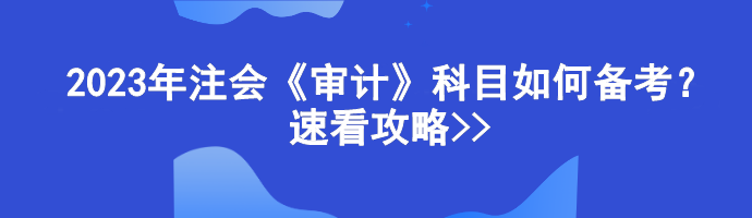 2023年注會《審計》科目如何備考？速看攻略>>