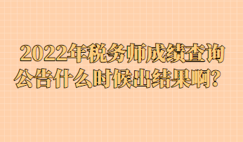2022年稅務(wù)師成績查詢公告什么時候出結(jié)果啊？