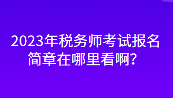 2023年稅務(wù)師考試報(bào)名簡(jiǎn)章在哪里看??？