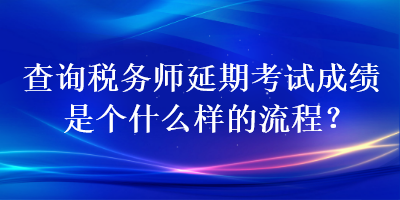 查詢稅務(wù)師延期考試成績是個(gè)什么樣的流程？
