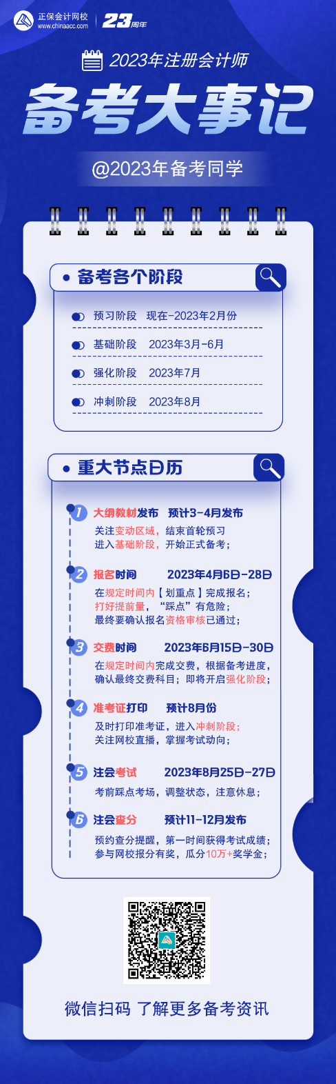 注意查收！2023年注會(huì)重大節(jié)點(diǎn)日歷！