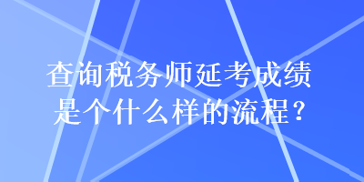 查詢(xún)稅務(wù)師延考成績(jī)是個(gè)什么樣的流程？