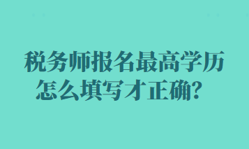 稅務(wù)師報(bào)名最高學(xué)歷怎么填寫才正確？