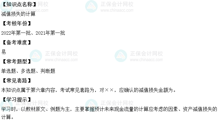 中級會計(jì)實(shí)務(wù)二十大恒重考點(diǎn)：減值損失的計(jì)算