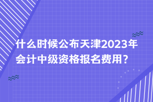 什么時候公布天津2023年會計中級資格報名費用？