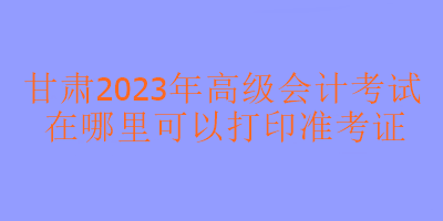 甘肅2023年高級(jí)會(huì)計(jì)考試在哪里打印準(zhǔn)考證？
