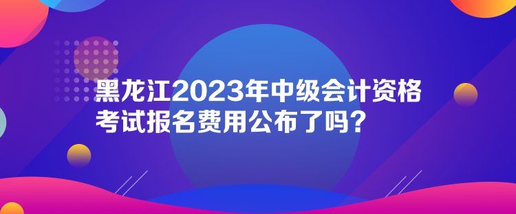 黑龍江2023年中級會計資格考試報名費用公布了嗎？