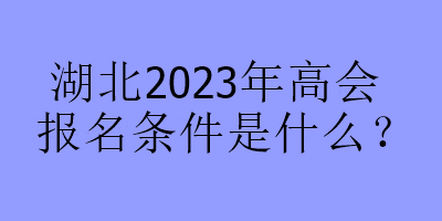 湖北2023年高會報名條件是什么？