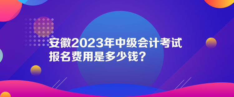 安徽2023年中級會計考試報名費(fèi)用是多少錢？