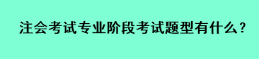 注會(huì)考試專業(yè)階段考試題型有什么？
