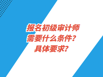 報名初級審計師需要什么條件？具體要求？