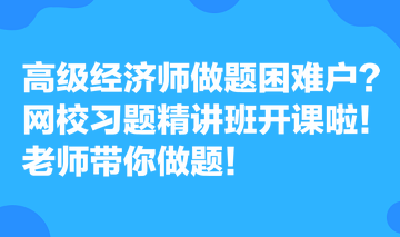 高級(jí)經(jīng)濟(jì)師做題困難戶？網(wǎng)校習(xí)題精講班開課啦！老師帶你做題！