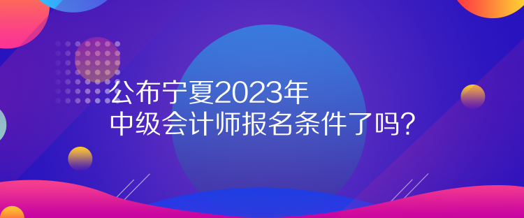 公布寧夏2023年中級(jí)會(huì)計(jì)師報(bào)名條件了嗎？