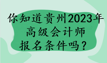 你知道貴州2023年高級會計師報名條件嗎？