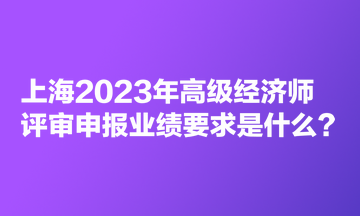 上海2023年高級經濟師評審申報業(yè)績要求是什么？