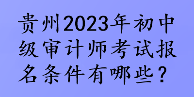 貴州2023年初中級審計師考試報名條件有哪些？