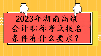 2023年湖南高級(jí)會(huì)計(jì)職稱考試報(bào)名條件有什么要求？