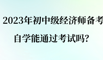 2023年初中級(jí)經(jīng)濟(jì)師備考 自學(xué)能通過考試嗎？