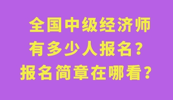 全國中級經(jīng)濟(jì)師有多少人報名？報名簡章在哪看？