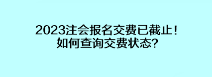 2023注會(huì)報(bào)名交費(fèi)已截止！如何查詢交費(fèi)狀態(tài)？