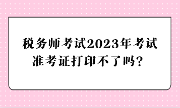稅務(wù)師考試2023年考試準(zhǔn)考證打印不了嗎？