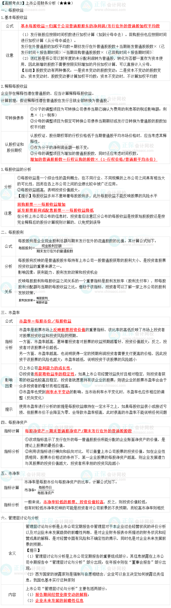 2023中級會計(jì)職稱《財(cái)務(wù)管理》高頻考點(diǎn)：上市公司財(cái)務(wù)分析